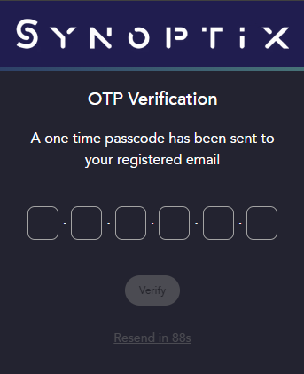 A screenshot of the OTP page